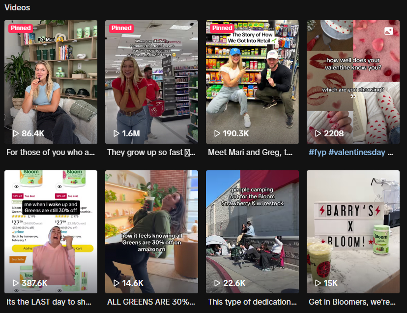 Bloom Nutrition TikTok content sample