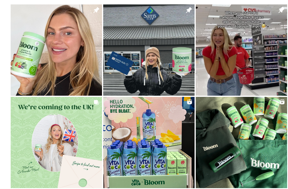 Bloom Nutrition Instagram content collage