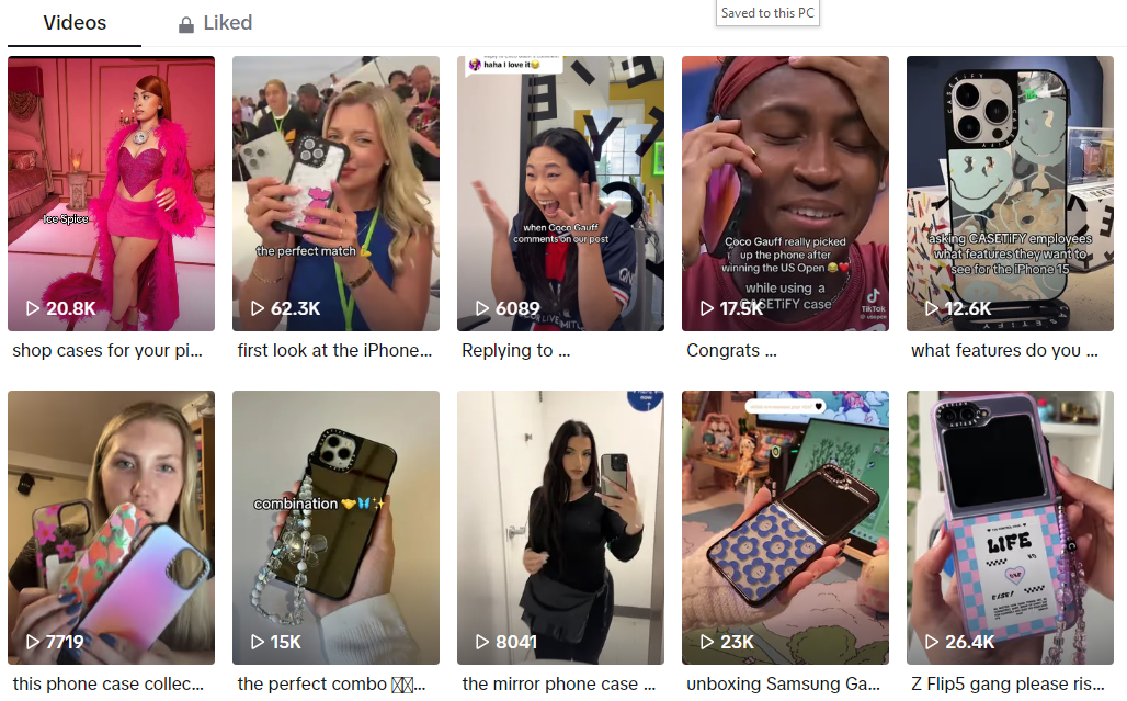 Casetify TikTok feed overview