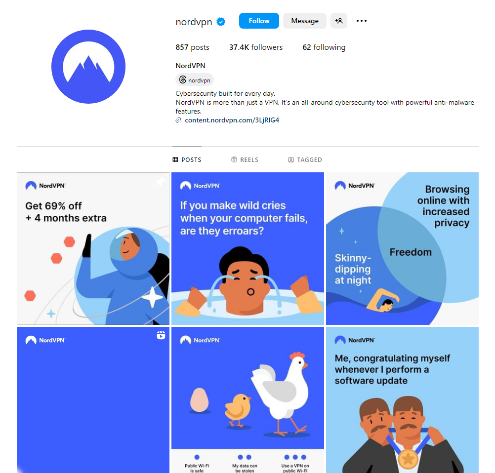 NordVPN Instagram grid example